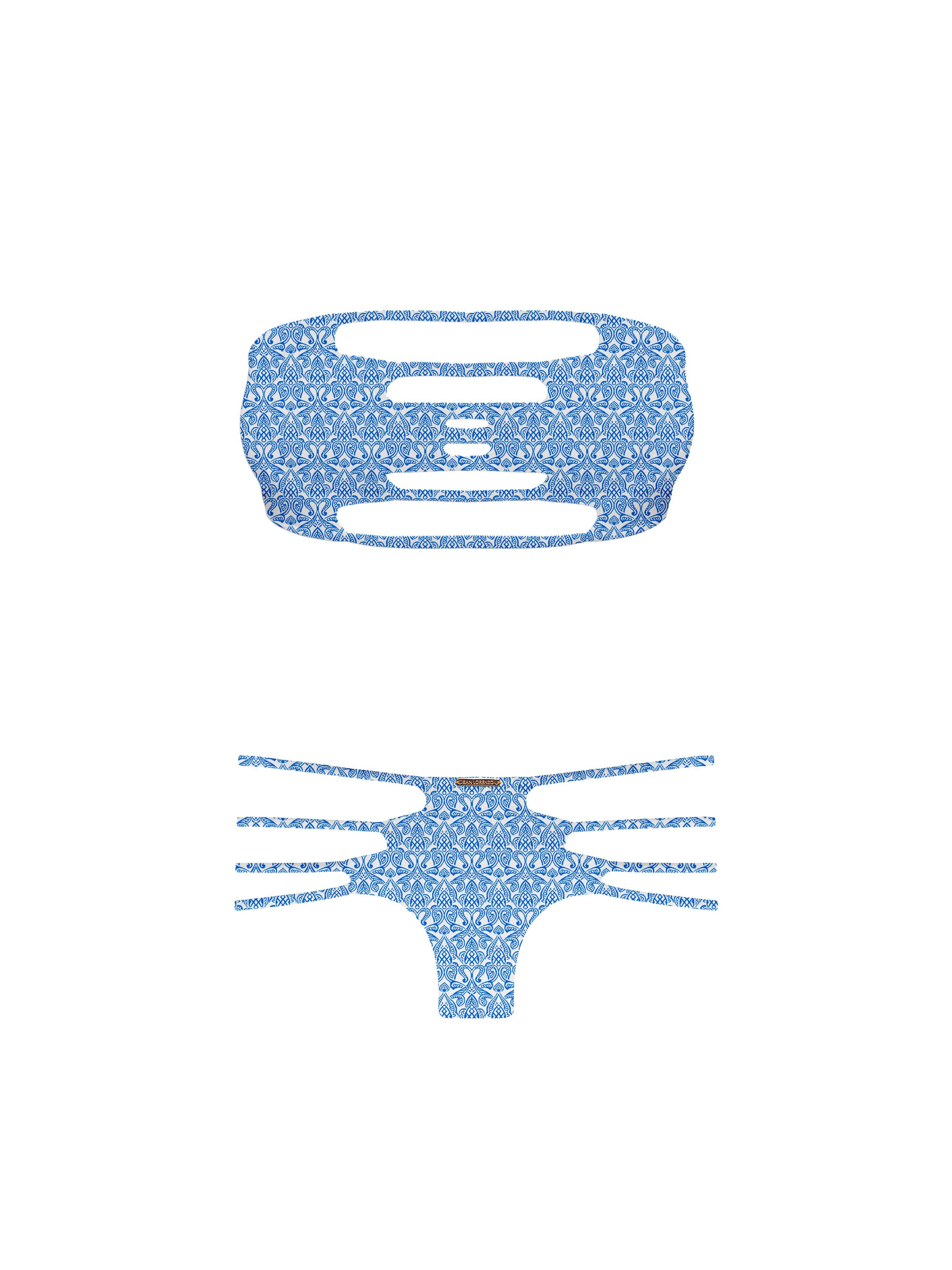 Marrakesh Zellige Zephyr Diamond Strap Bandeau Bikini Top