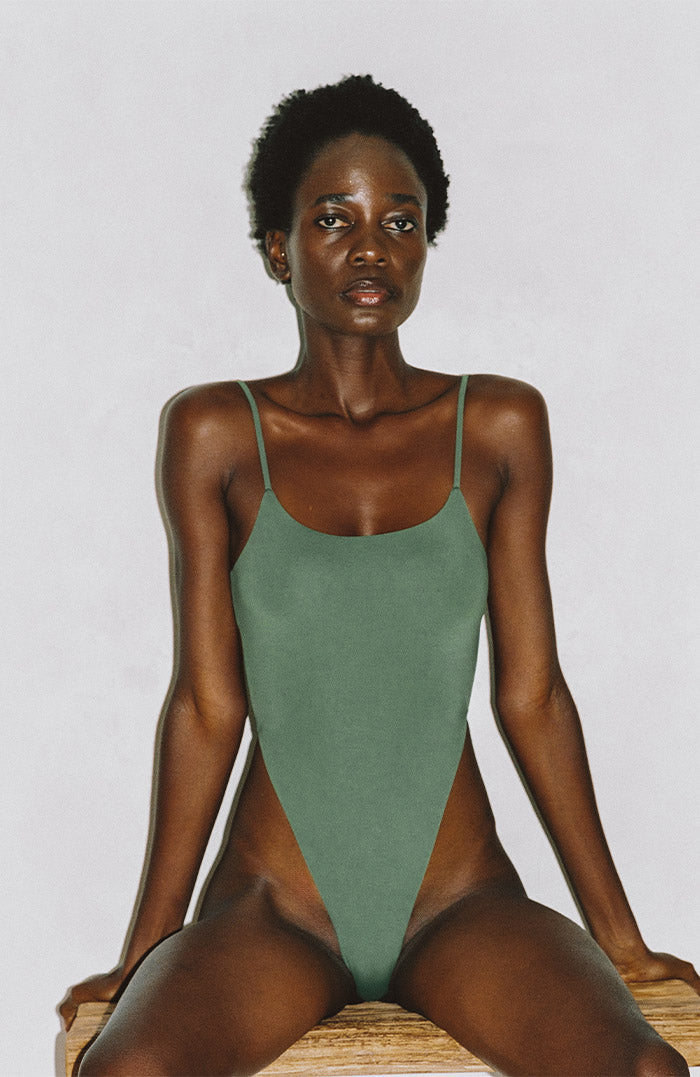 Eterna Lush Olive Triangle Thong Bikini One Piece