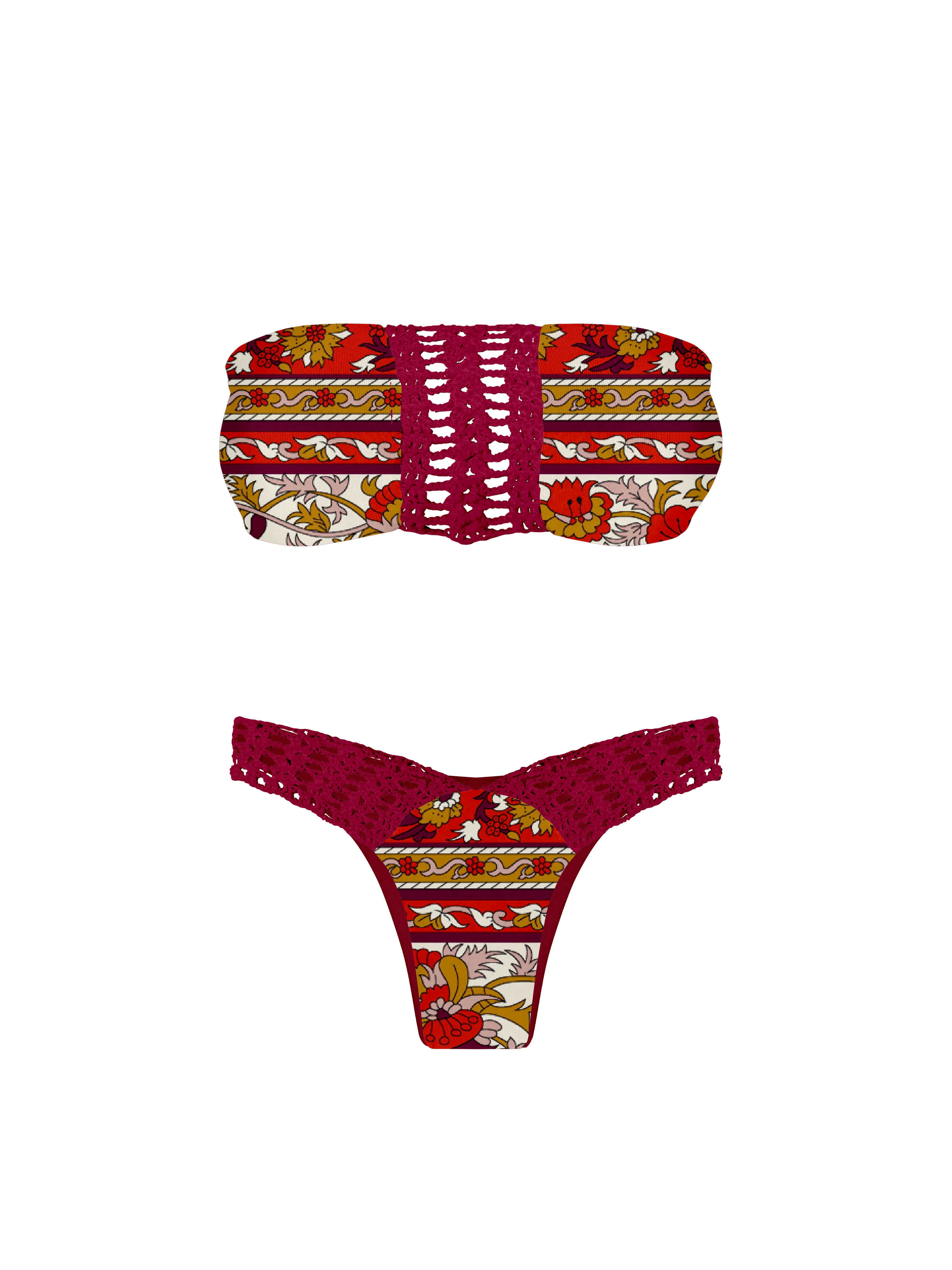 Marrakesh Garden Crochet High Cut Bikini Bottom