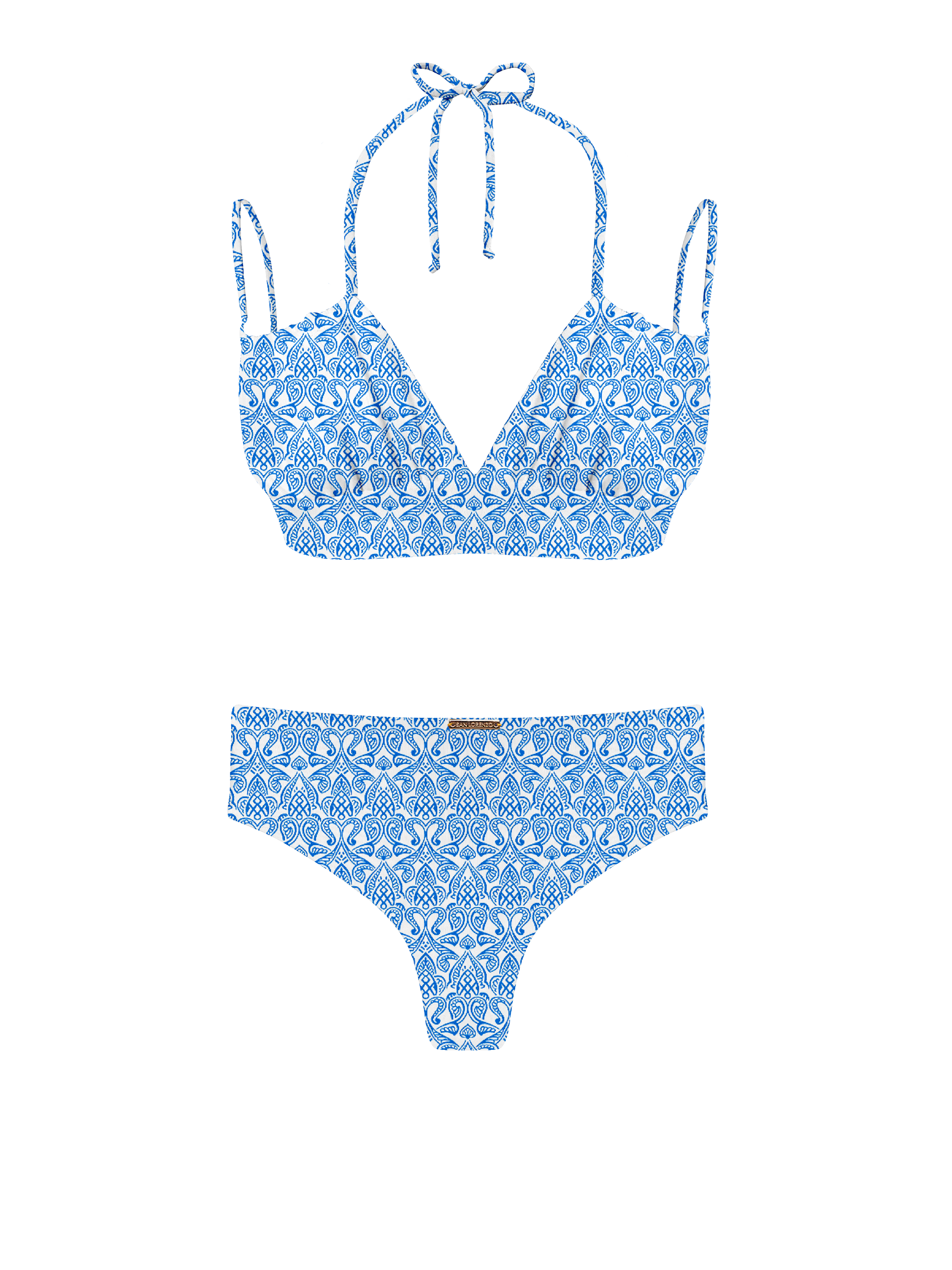 Marrakesh Zellige Zephyr Elastic Tie Front Bikini Top – San