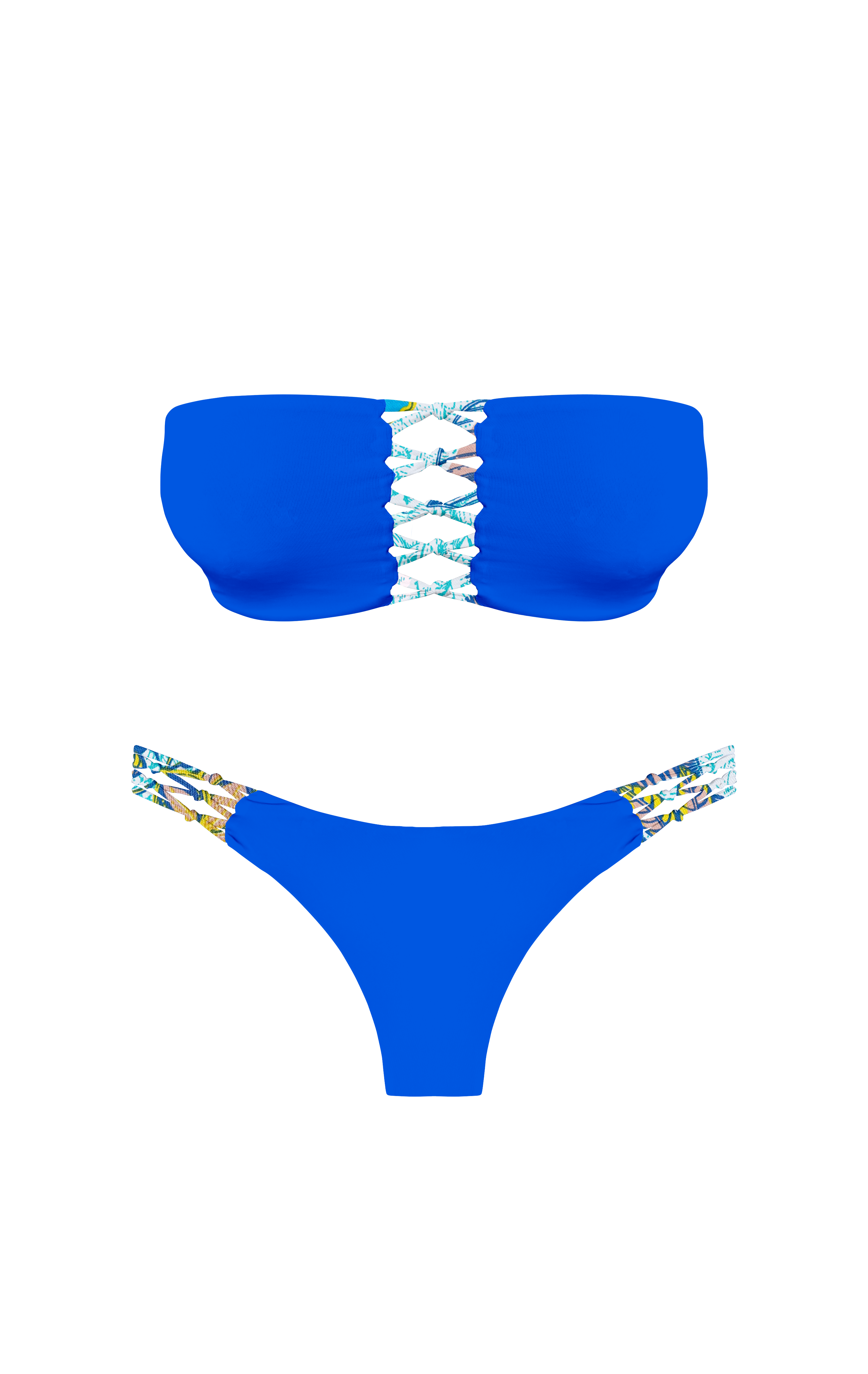 Island Palms Sea Glow Braided Bandeau Bikini Top