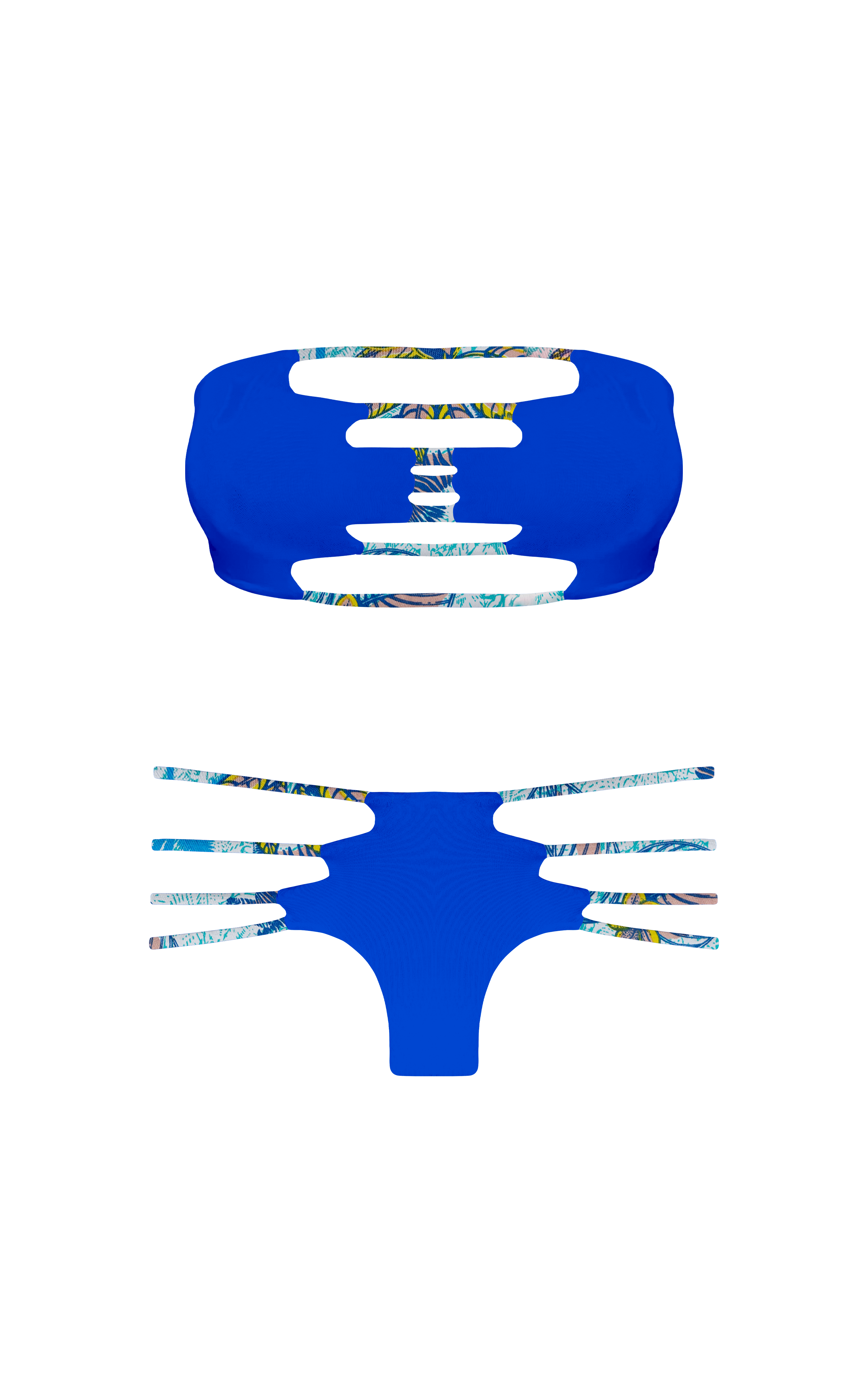 Island Palms Sea Glow Diamond Strap Bandeau Bikini Top