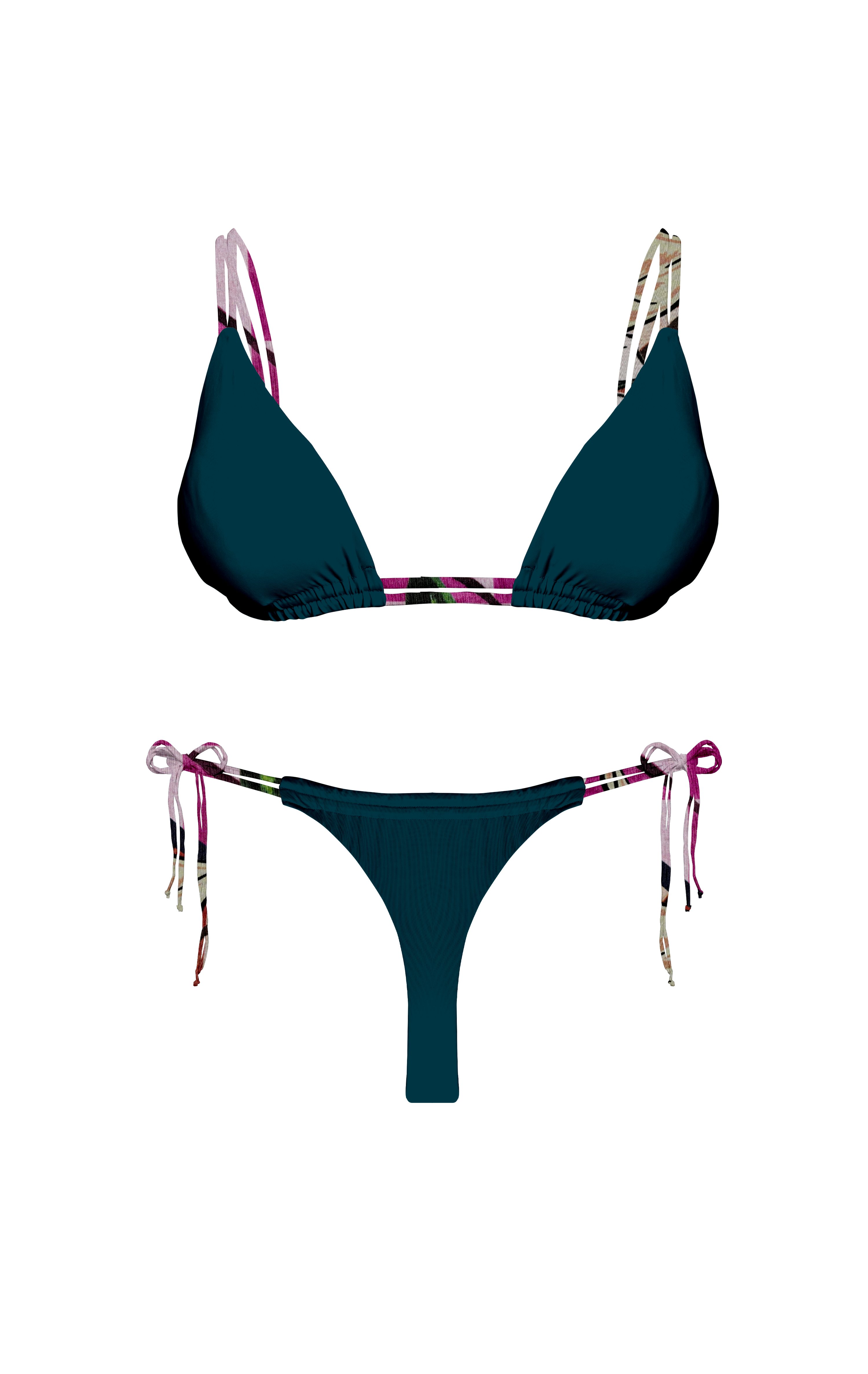 Island Palms Ebony Double Loop String Halter Bikini Top