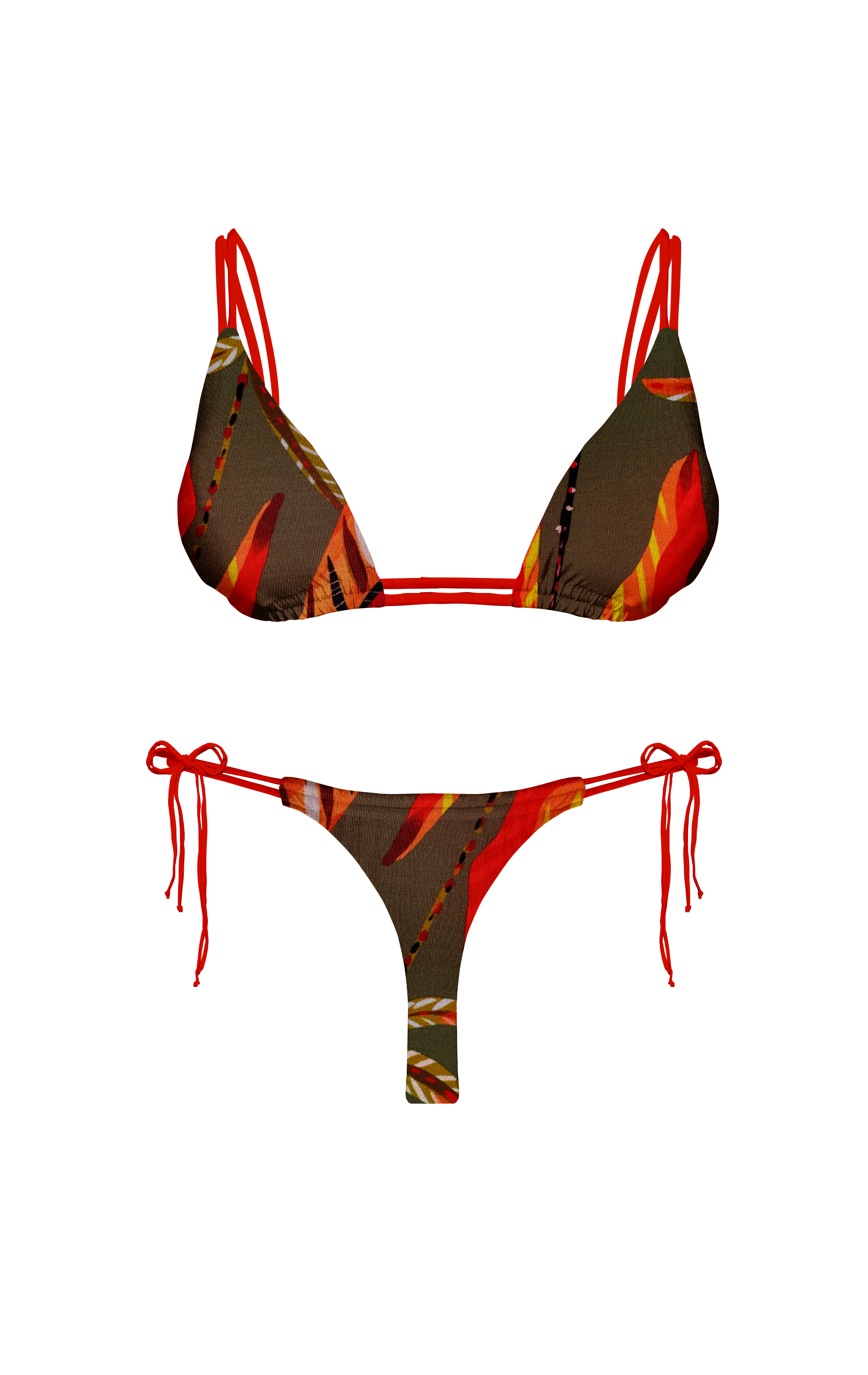Island Palms Vermilion Double Loop String Bikini Bottom