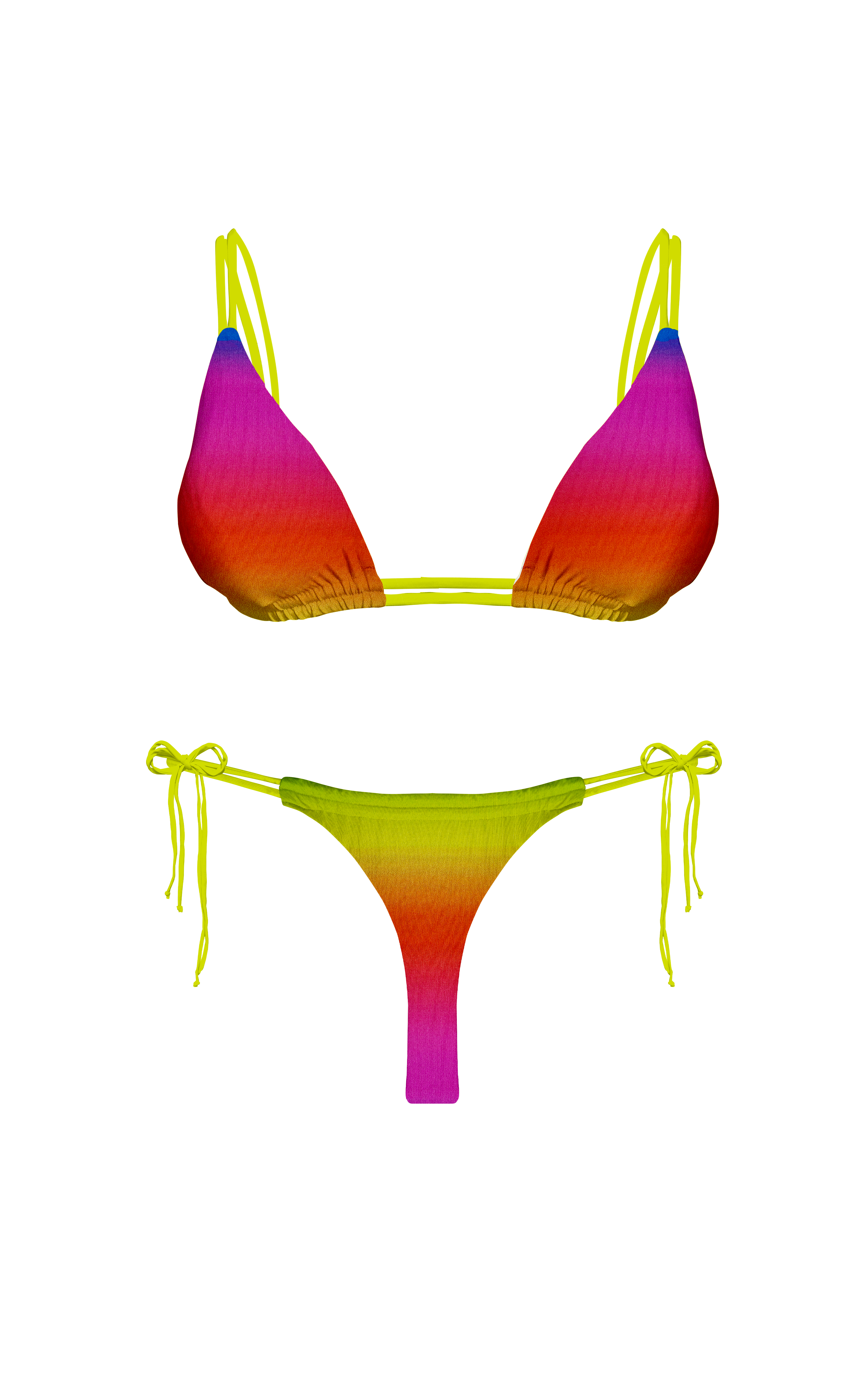 Island Palms Golden Blossom Double Loop String Halter Bikini Top