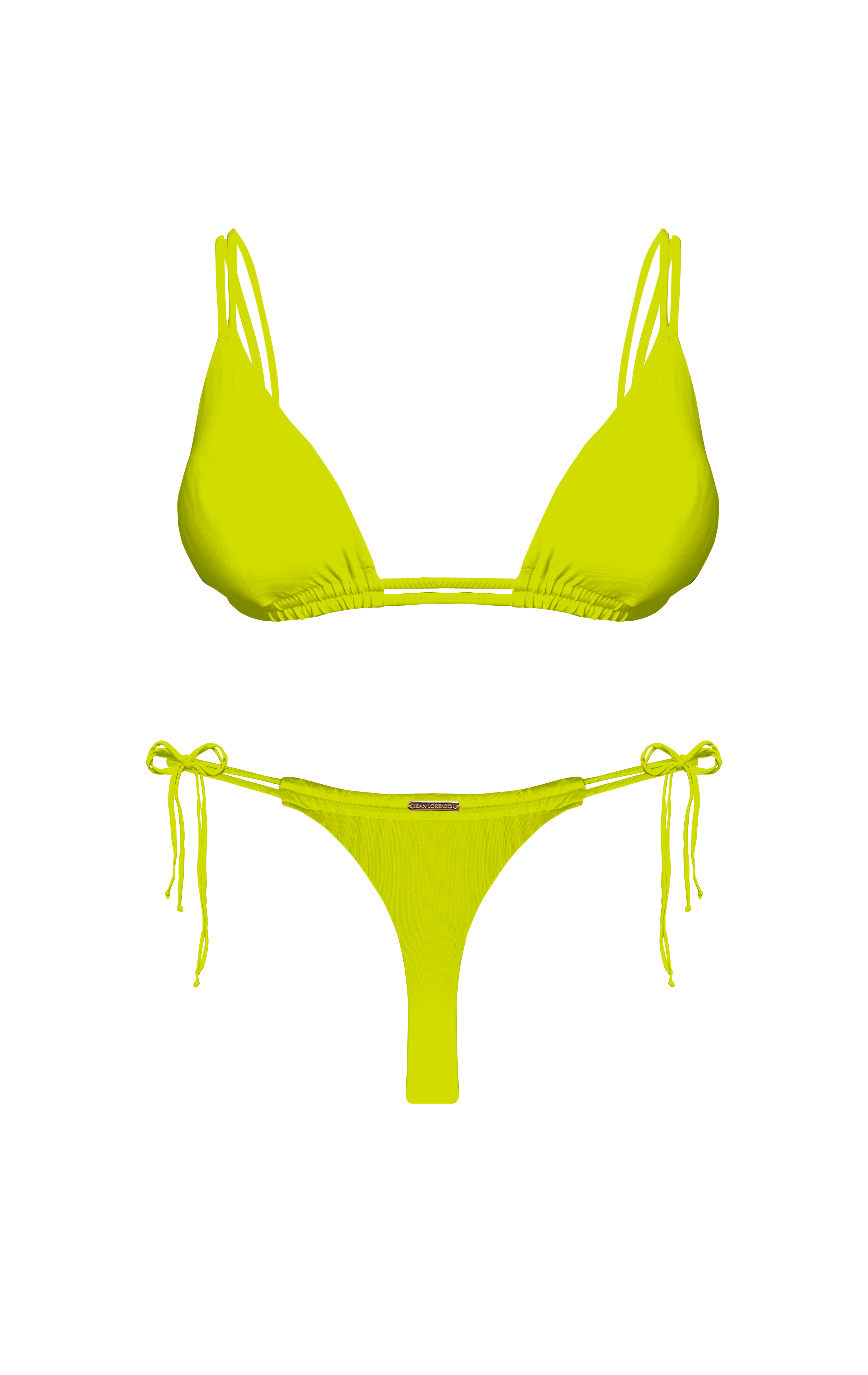 Island Palms Golden Blossom Double Loop String Halter Bikini Top