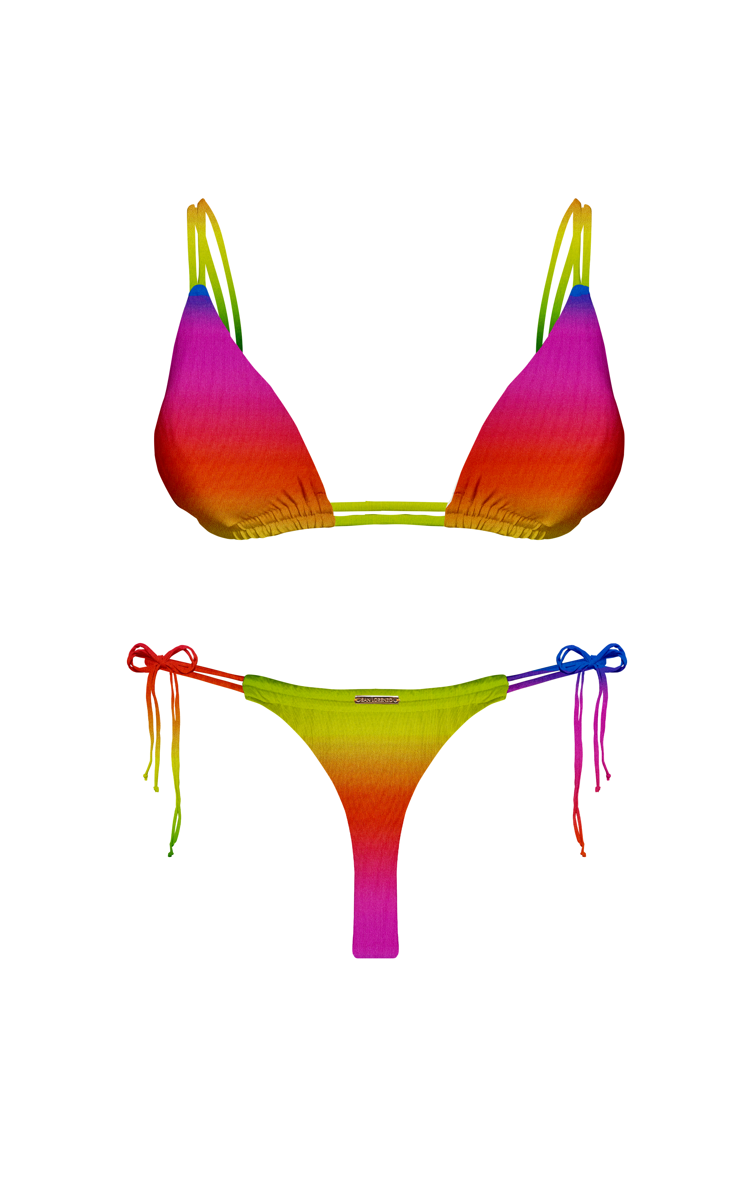 Island Palms Autumn Fire Double Loop String Halter Bikini Top