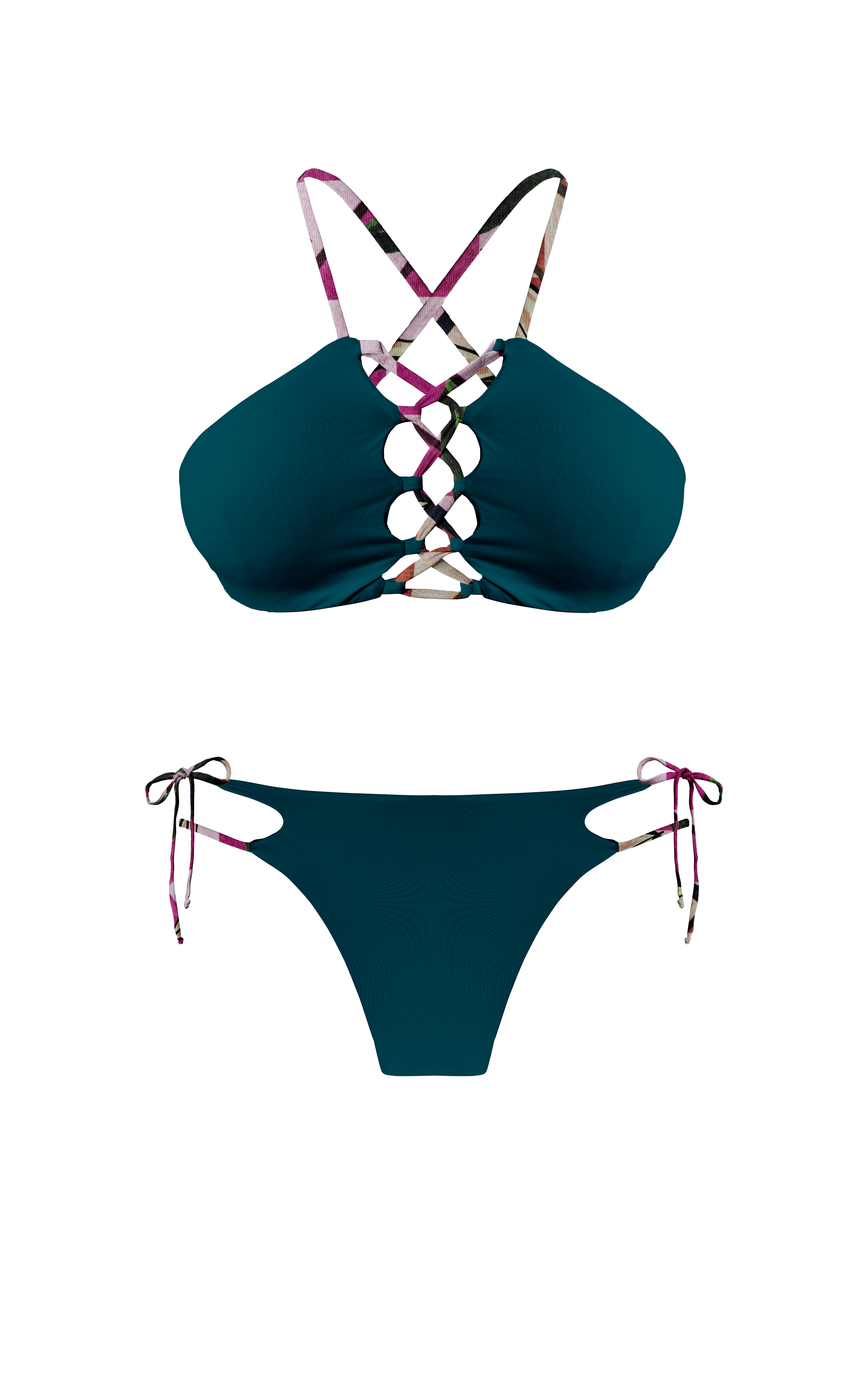 Island Palms Ebony High Neck String Bikini Top