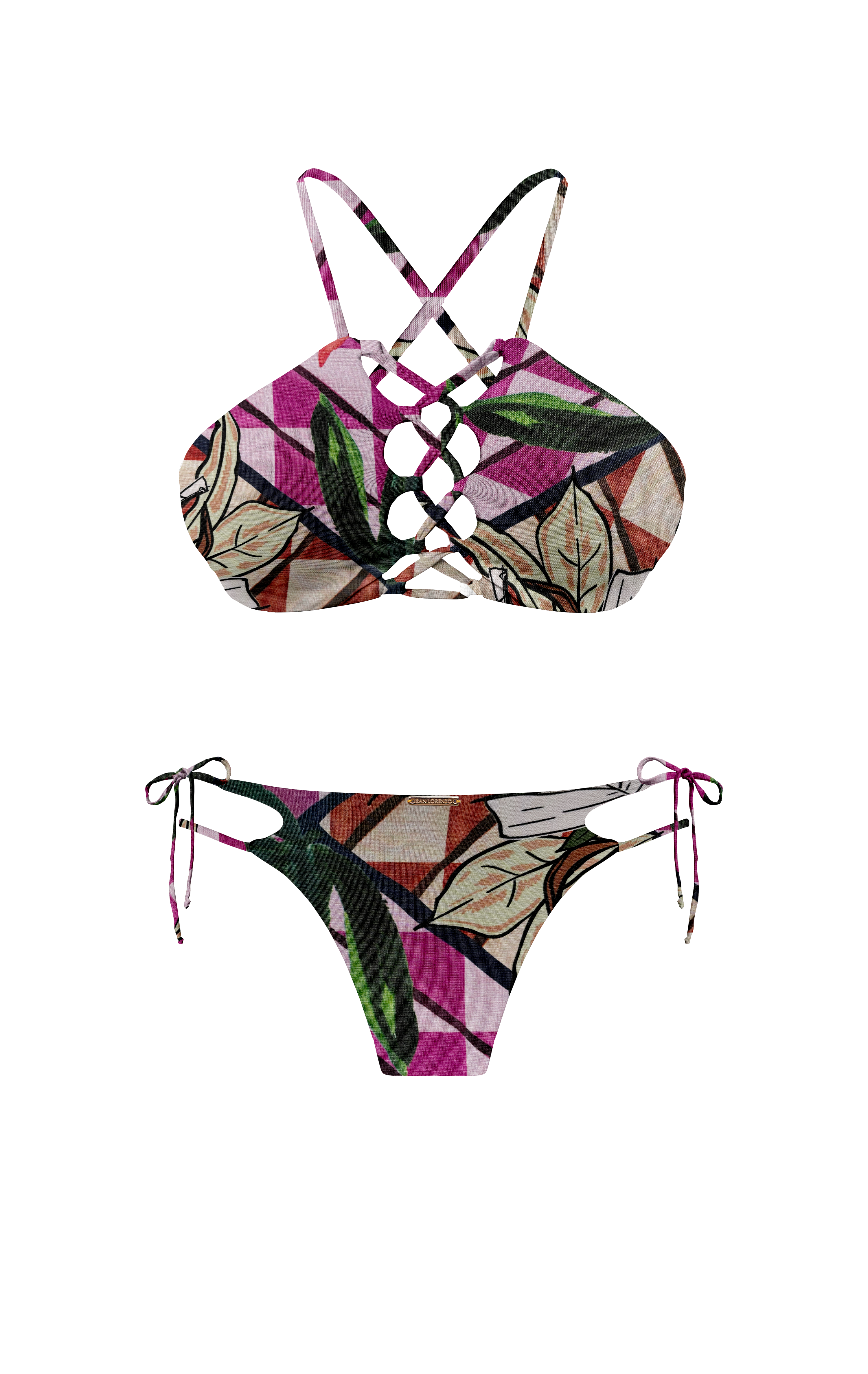 Island Palms Ebony High Neck String Bikini Top