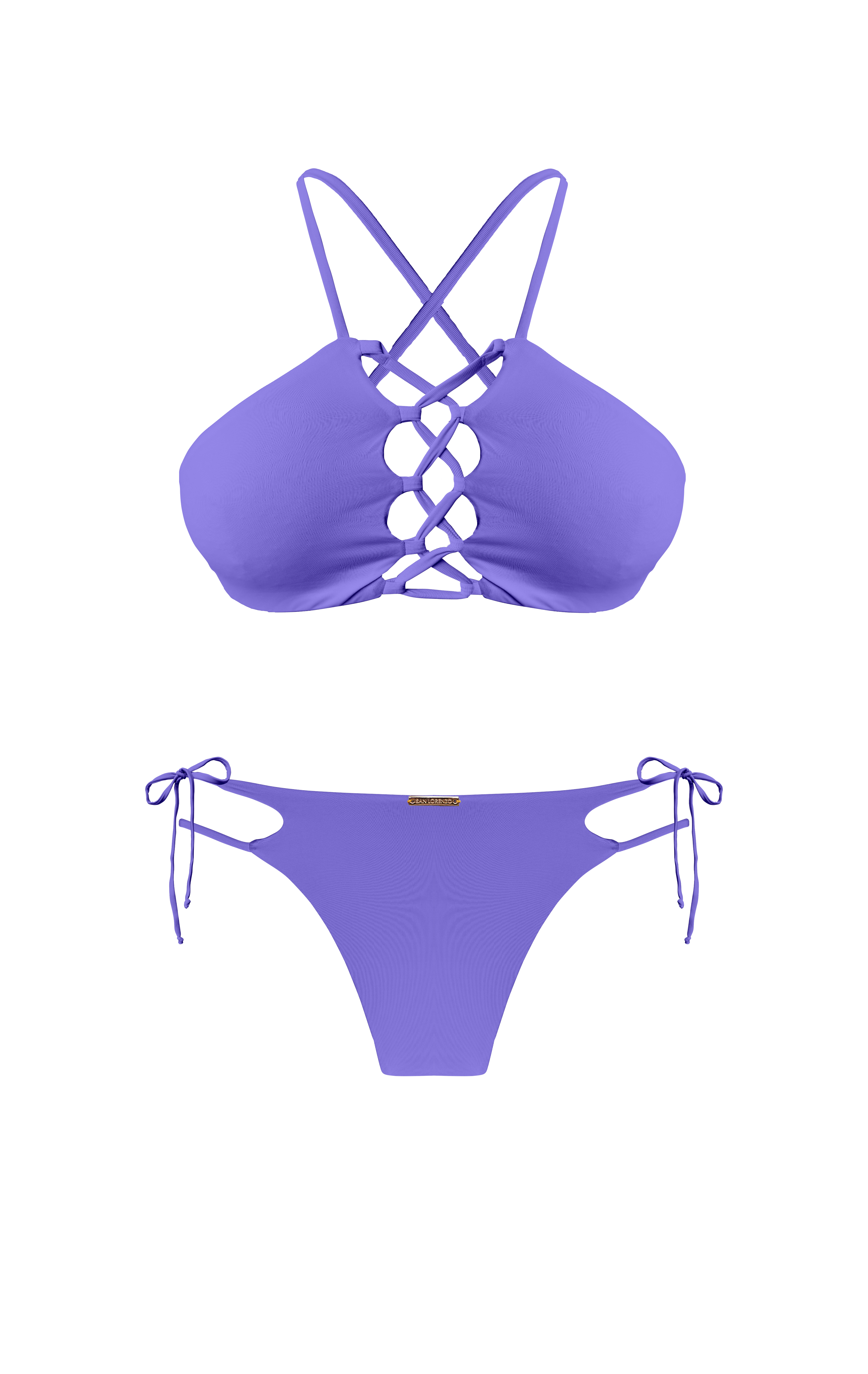 Island Palms Lavender Clouds Hipster Strap String Bikini Bottom