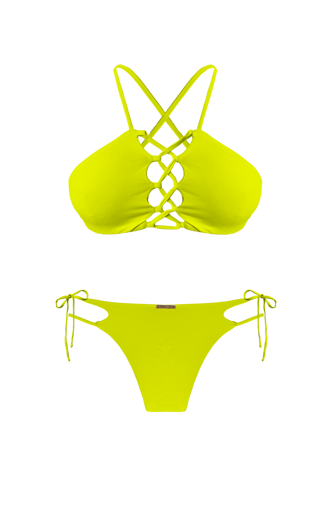 Island Palms Golden Blossom High Neck String Bikini Top – San Lorenzo ...