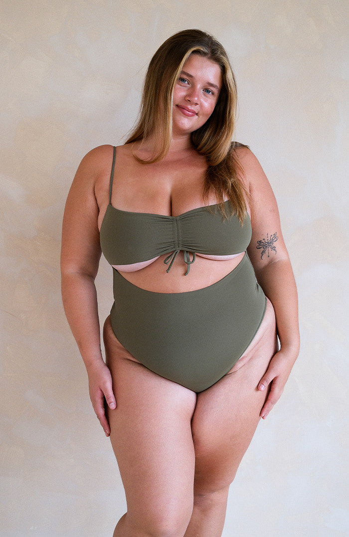 Eterna Lush Olive Retro Cut Out Bikini One Piece