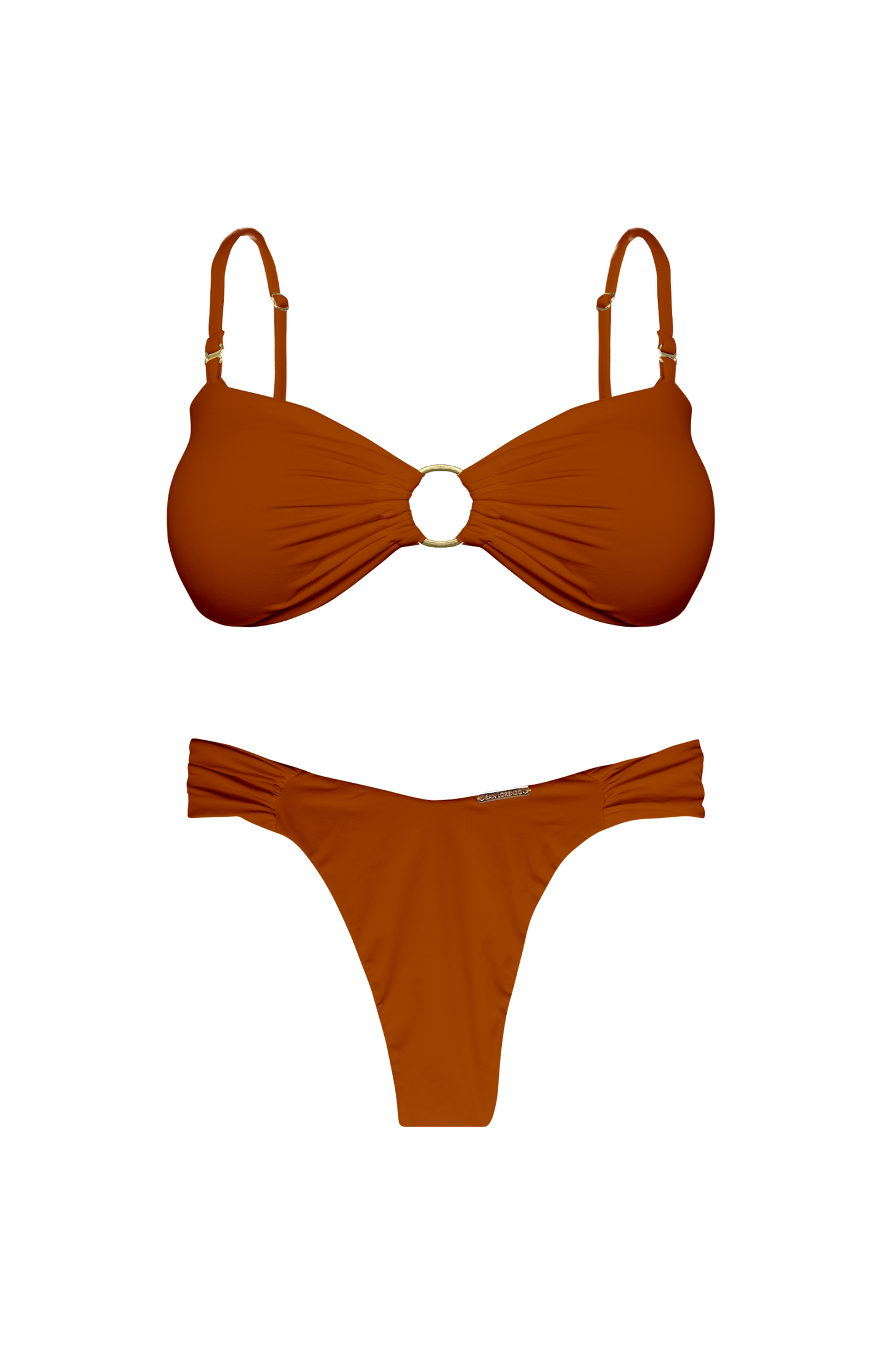 TAHITI MANA Persimmon Bandeau O-Ring Bikini Top