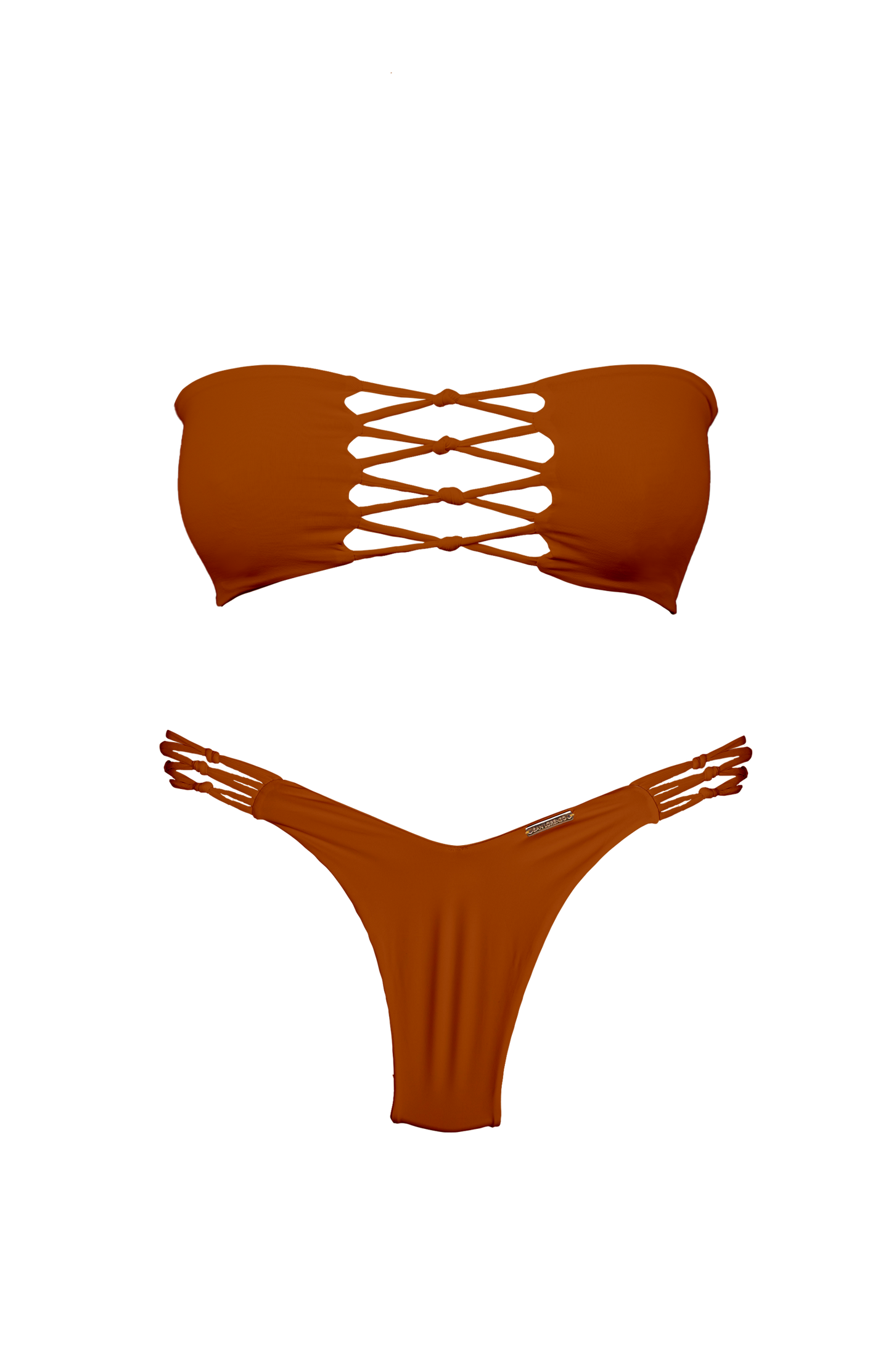 TAHITI MANA Persimmon Braided Thong Bikini Bottom
