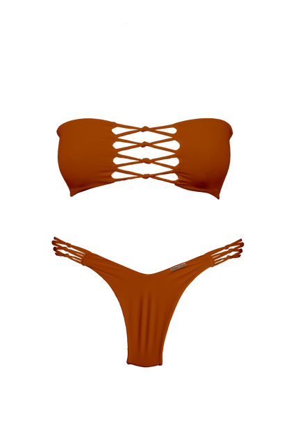 TAHITI MANA Persimmon Braided Thong Bikini Bottom