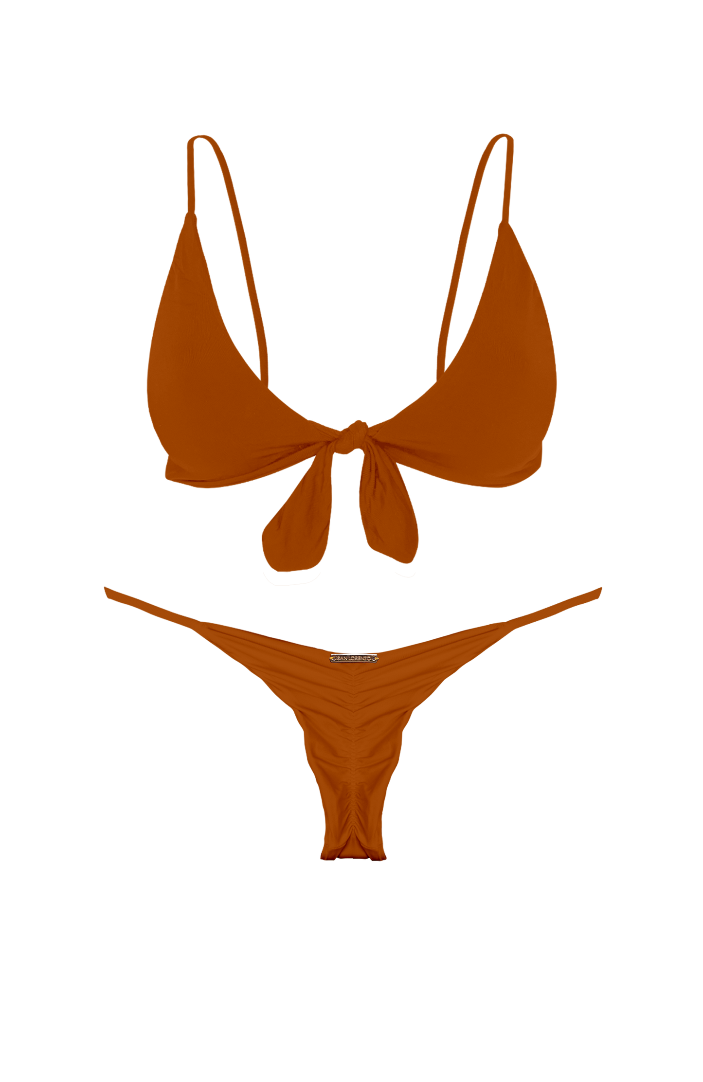 TAHITI MANA Persimmon Front Tie Bikini Top