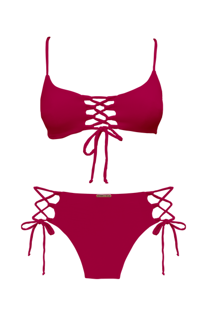 TAHITI MANA Pink Sky High Waist Loop Bikini Bottom