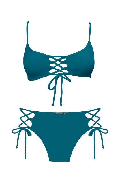 TAHITI MANA Foliage Cross Front Loop Bikini Top