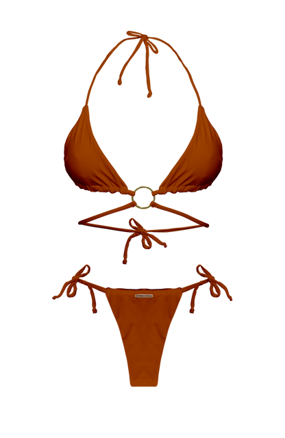 TAHITI MANA Persimmon Multi String Ring Bikini Top