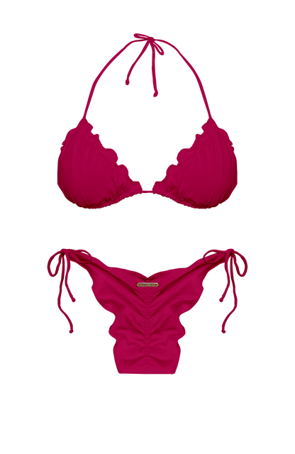 TAHITI MANA Pink Sky Ruffle Tie Bikini Bottom