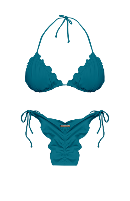 TAHITI MANA Foliage Ruffle Tie Bikini Bottom