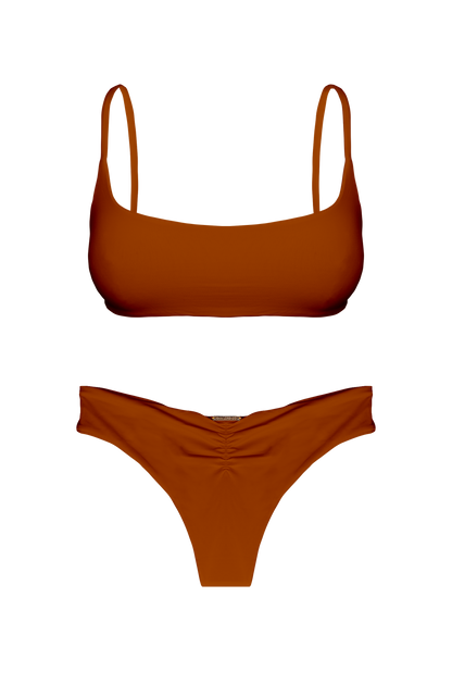 TAHITI MANA Persimmon Sport Cross Back Bikini Top