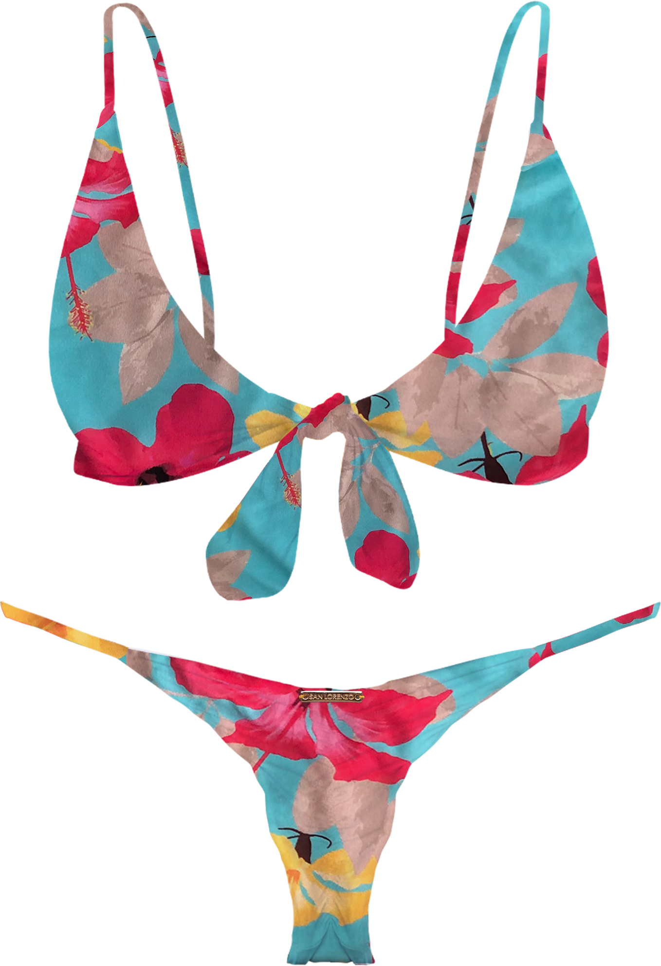 Flor Oceania Hawaiian Summer Thin Scrunch Thong Bikini Bottom