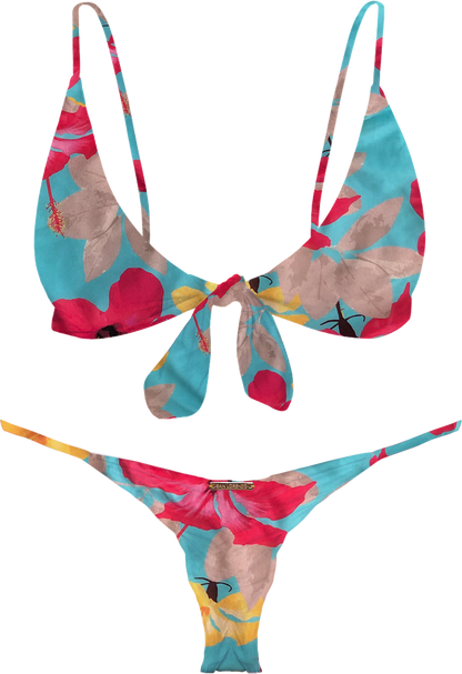 Flor Oceania Hawaiian Summer Front Tie Bralette Bikini Top