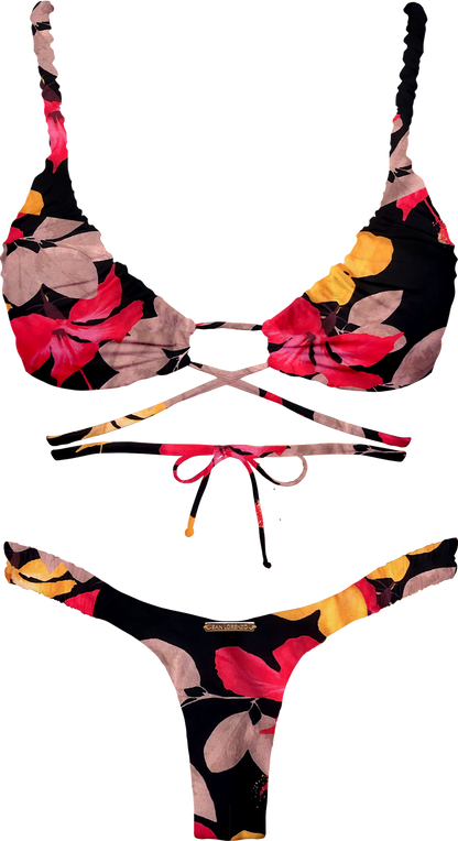 Flor Oceania Tropical Nights Multi Ruched Bikini Top