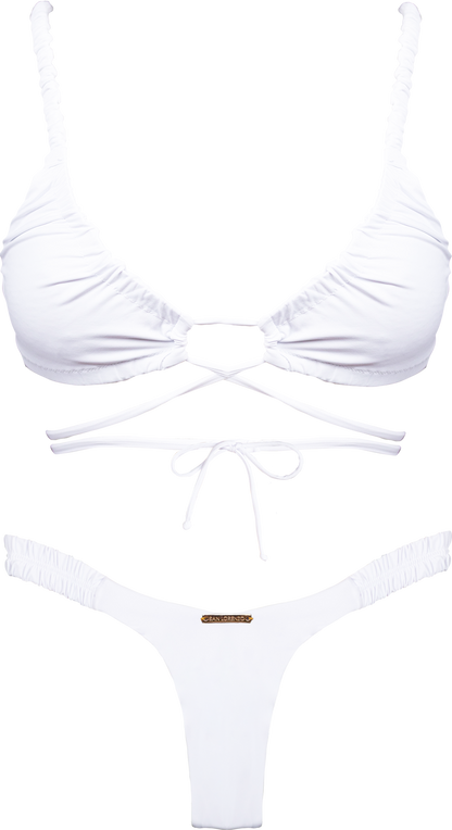 Flor Oceania White Rose Garder Bikini Bottom