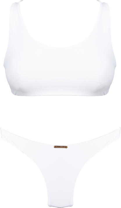 Flor Oceania White Rose Scoop Neck Bikini Top