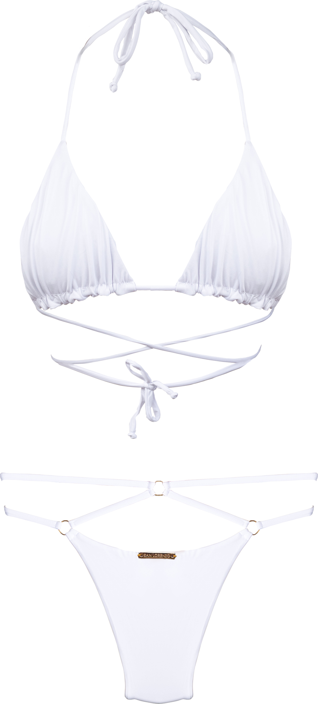 Flor Oceania White Rose Triangle Halter Bikini Top