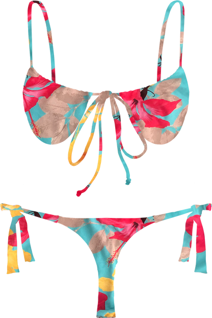 Flor Oceania Hawaiian Summer Side Tie Thong Bikini Bottom