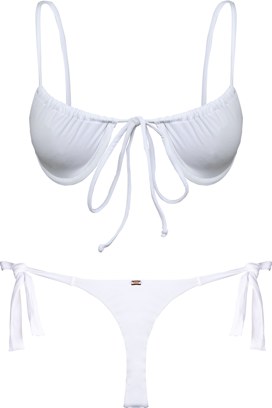 Flor Oceania White Rose Side Tie Thong Bikini Bottom
