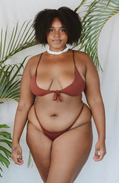 TAHITI MANA Earth Thin Scrunch Brief Bikini Bottom