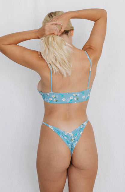 Flor Oceania Blue Lily Front Tie Bralette Bikini Top