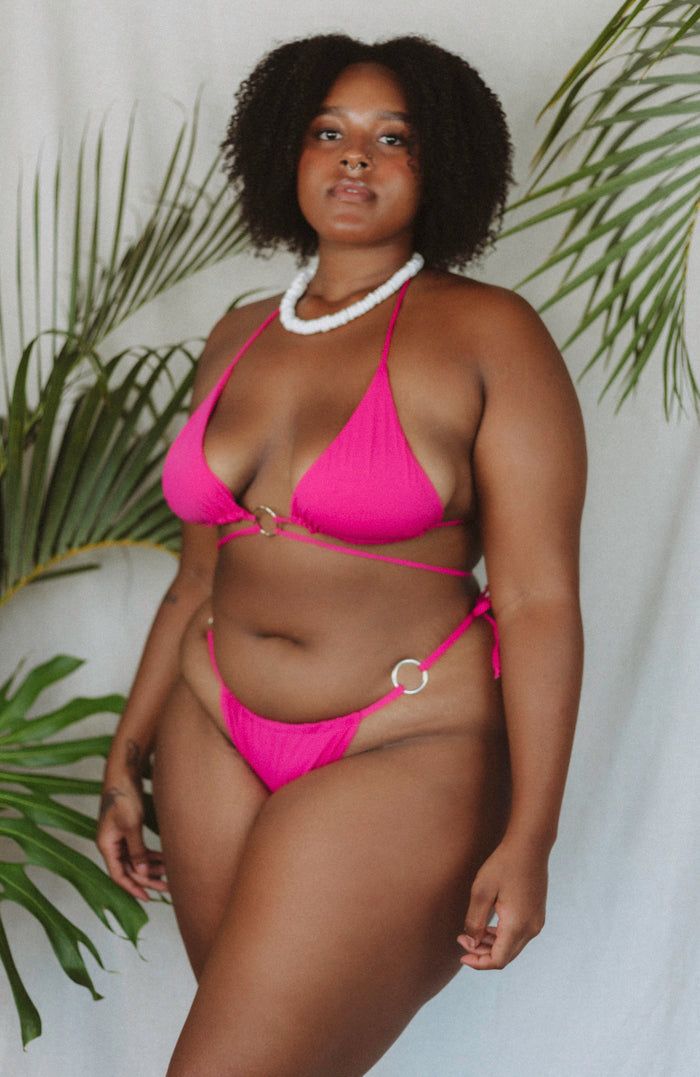 TAHITI MANA Pink Sky Side Tie Ring Bikini Bottom