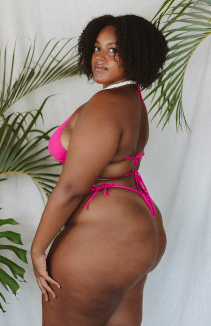TAHITI MANA Pink Sky Side Tie Ring Bikini Bottom