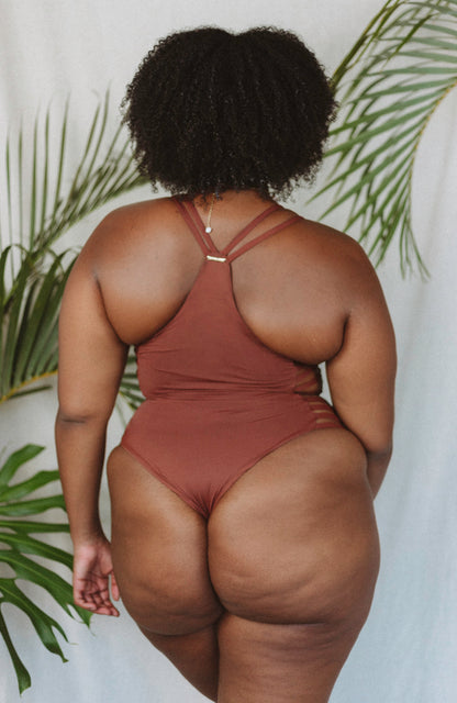 TAHITI MANA Earth Racerback Side Strap One Piece Bikini