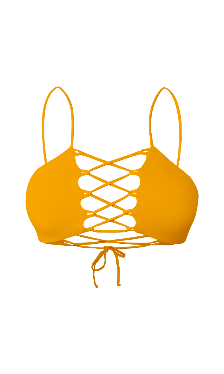 RETRO Honey Gold High Neck String Bikini Top