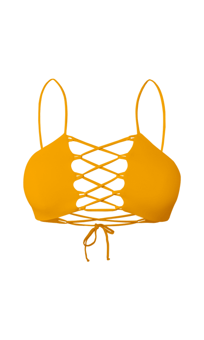 RETRO Honey Gold High Neck String Bikini Top