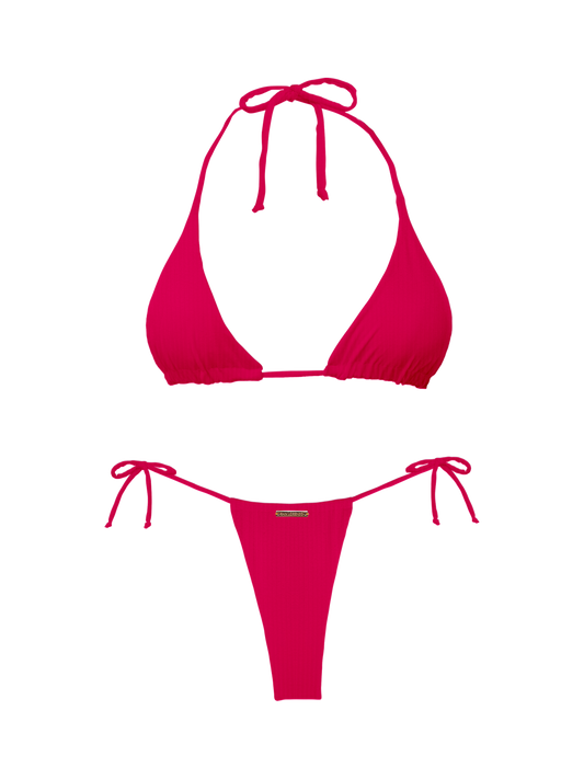 Paradiso Sliding Side Tie Red Rouge Bikini Bottom