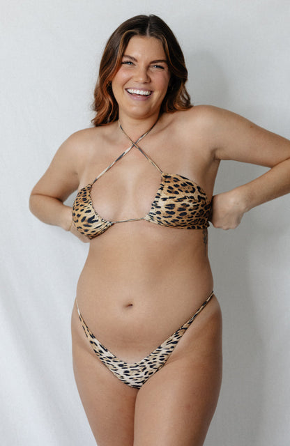 ANIMAL Cheetah Ribbed Upsidedown Triangle Bikini Top