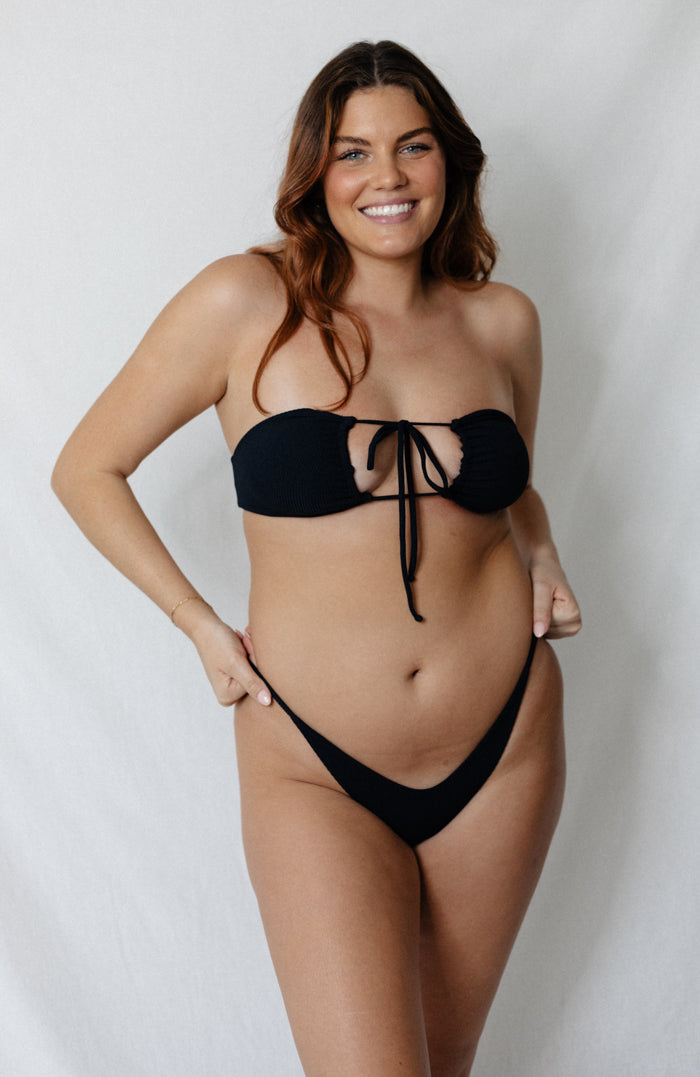 ANIMAL Black Ribbed Upsidedown Triangle Bikini Top